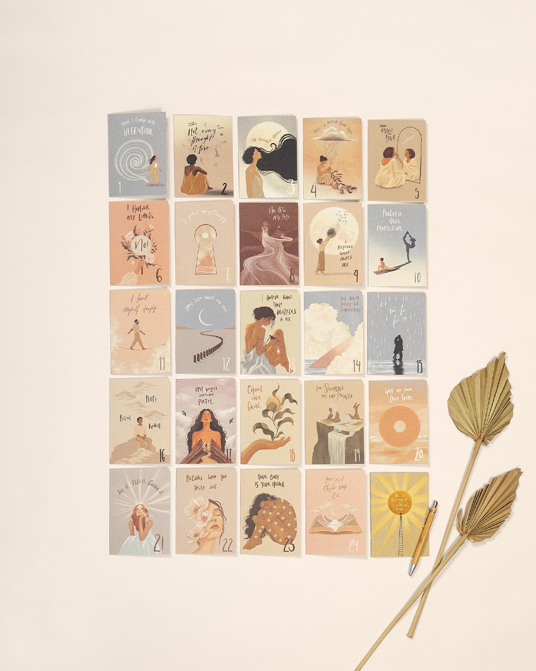 Oh Shanti Mindful Adventskalender Selbstliebe 2026 mit 24 illustrierten Achtsamkeitskarten