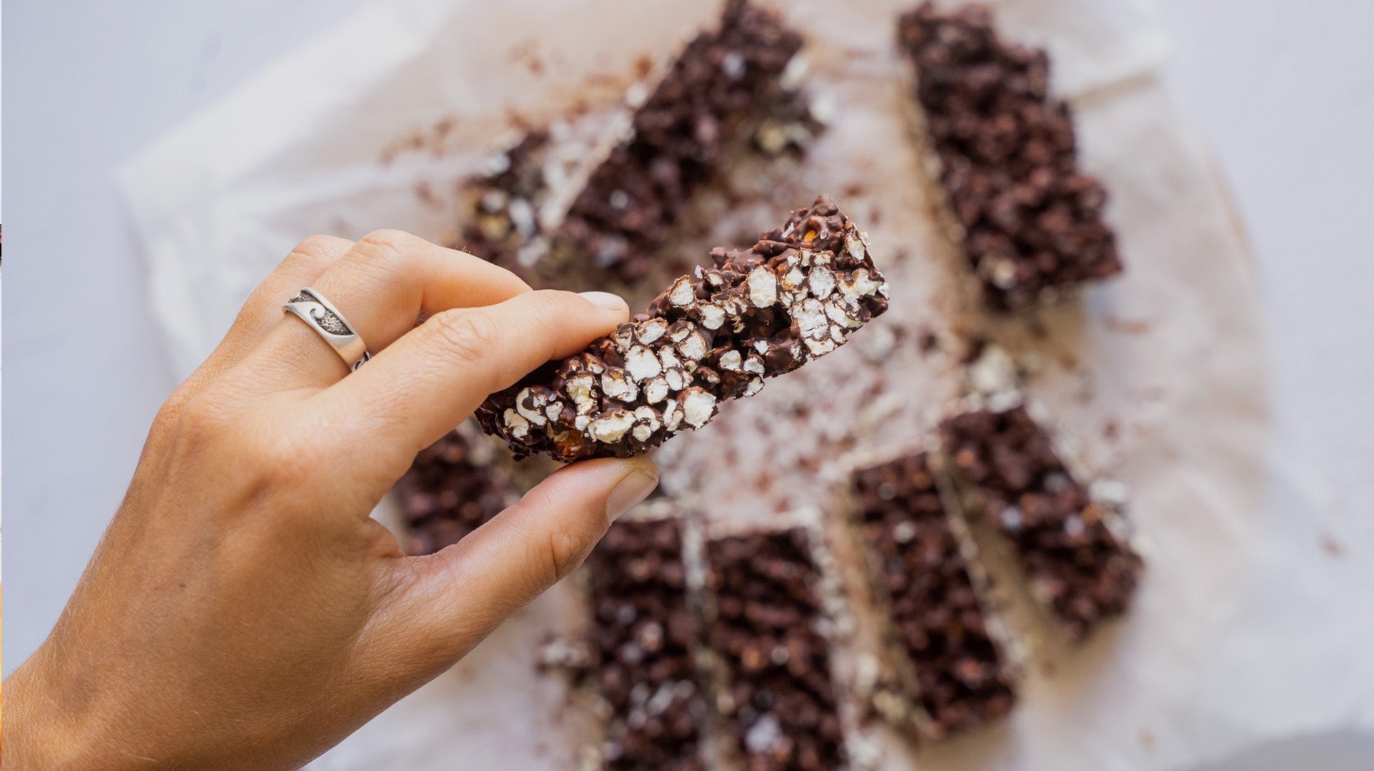 Popcorn Riegel mit Schokolade