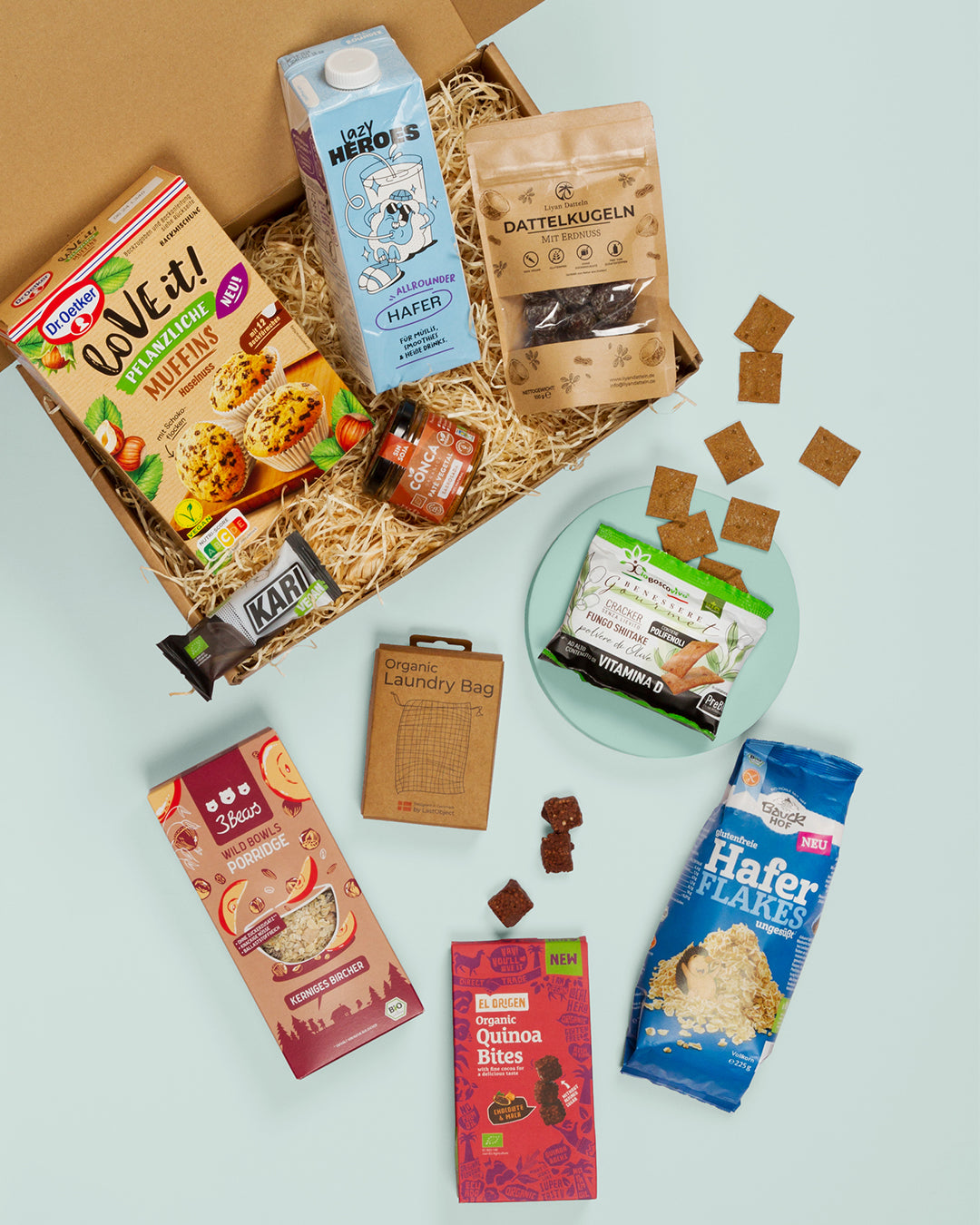 Vegane Box im Abo, beispielhafter Inhalt