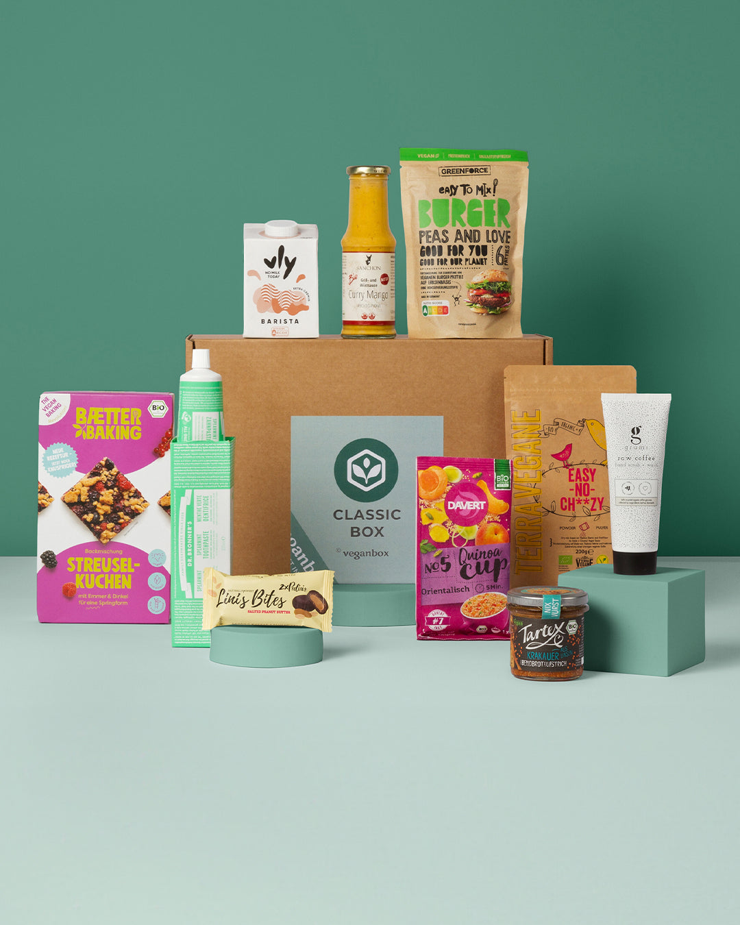 Vegane Lebensmittel und Pflegeprodukte 