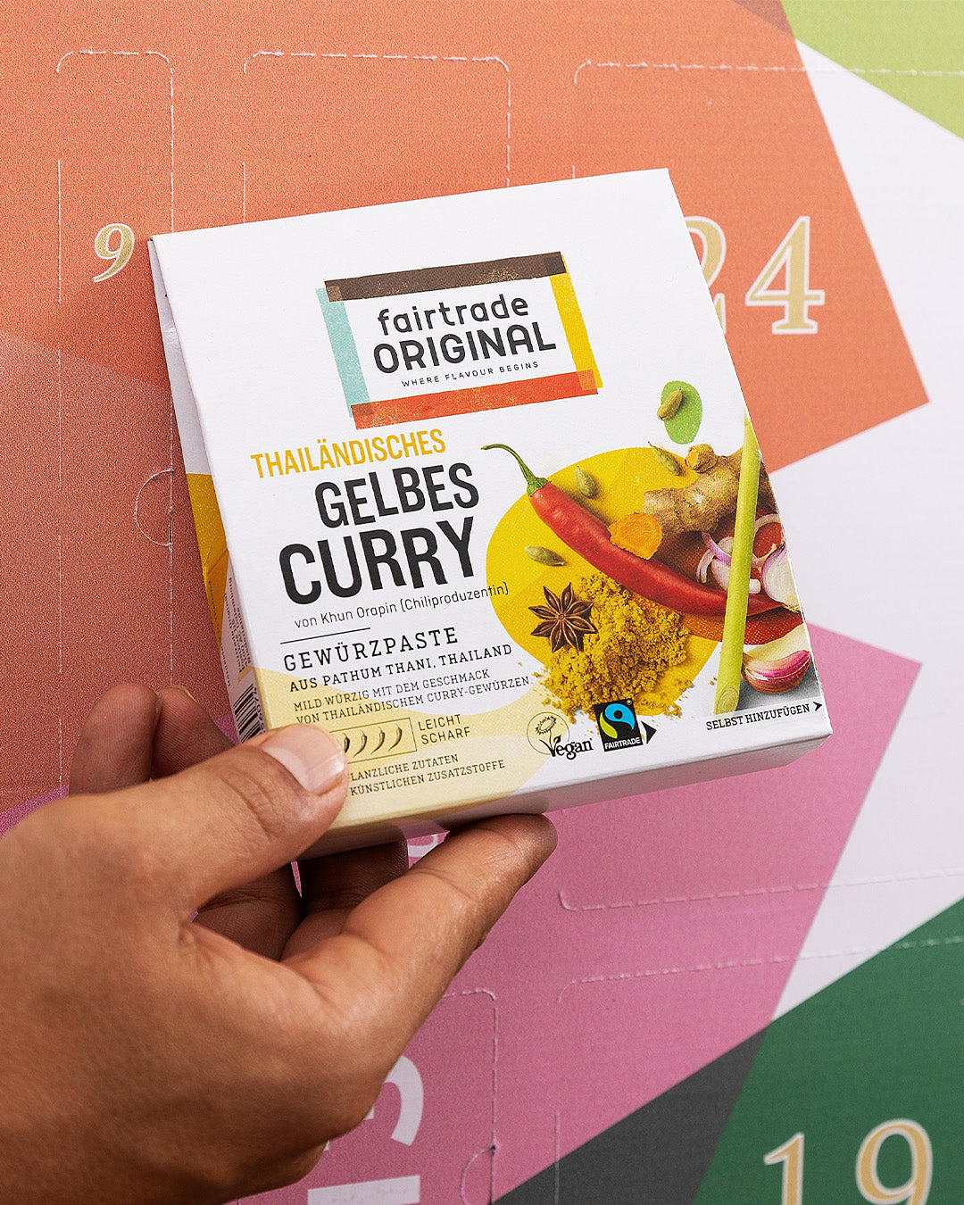 Adventskalender Veganer - Türchen mit gelbem curry